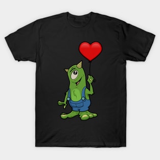 Cute Monster with Heart Balloon T-Shirt